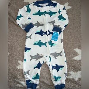 Carter's Blue and Gray Footies with Shark Print